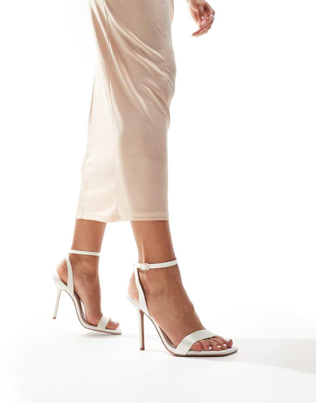 ASOS DESIGN Wide Fit Nali barely there heeled sandals in ivory Product Image