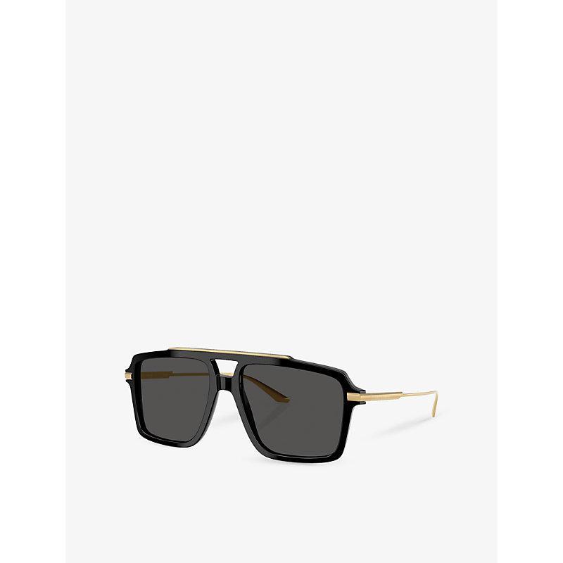 DOLCE & GABBANA Womens Black Dg4477 Pilot-frame Acetate Sunglasses Product Image