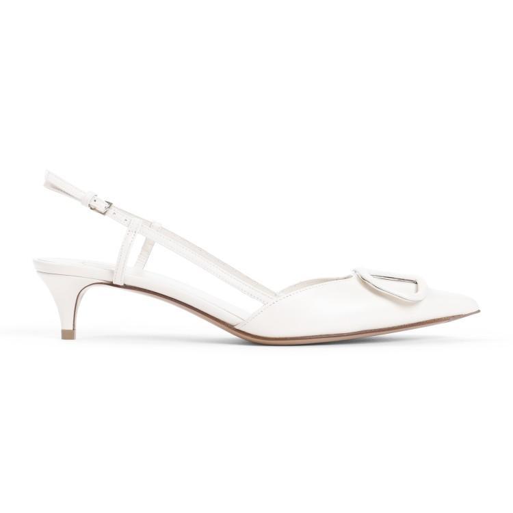 Light Ivory White Leather Slingback Product Image