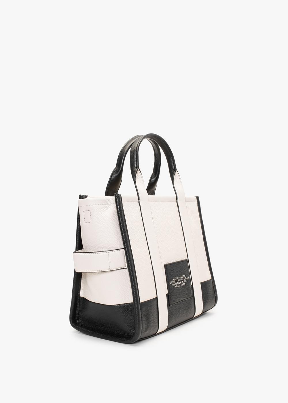 MARC JACOBS The Colourblock Small Ivory Multi Leather Tote Bag In White Leather Product Image