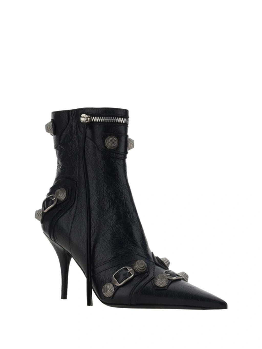 BALENCIAGA Cagole Leather Bootie In Black Product Image