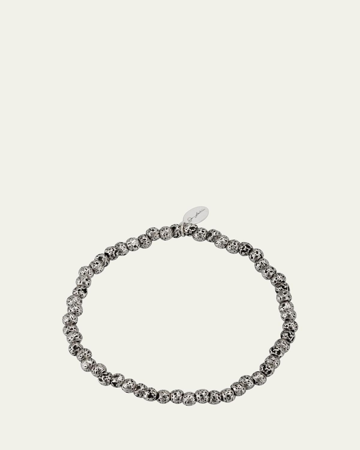 Mens Sterling Silver Lava Beaded Bracelet Product Image