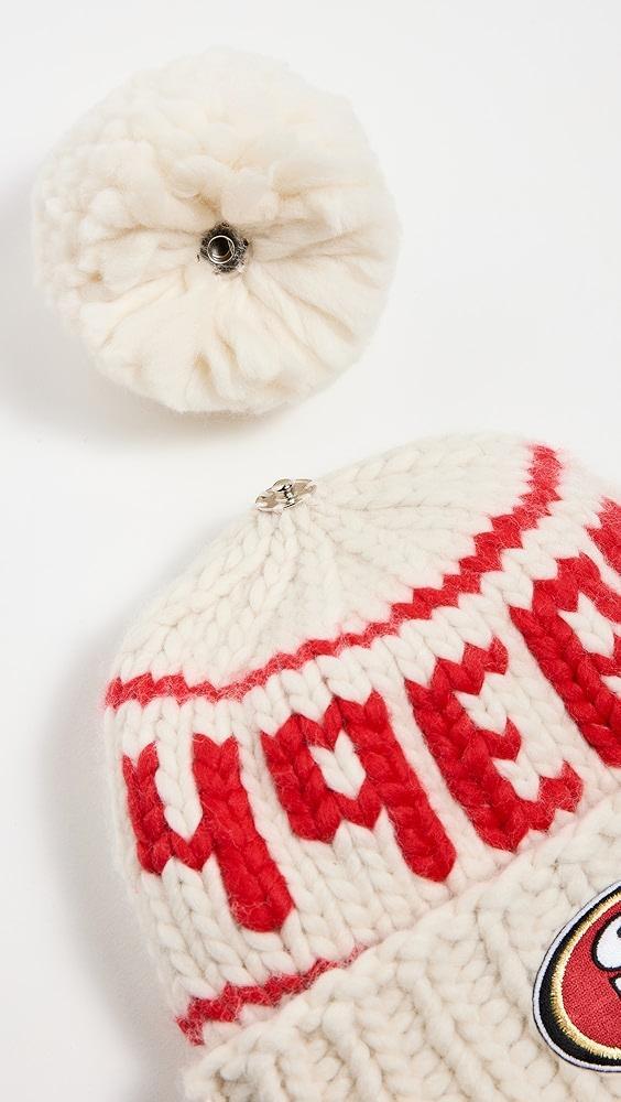 Lele Sadoughi White 49ers Beanie with Yarn Pom Pom | Shopbop Product Image