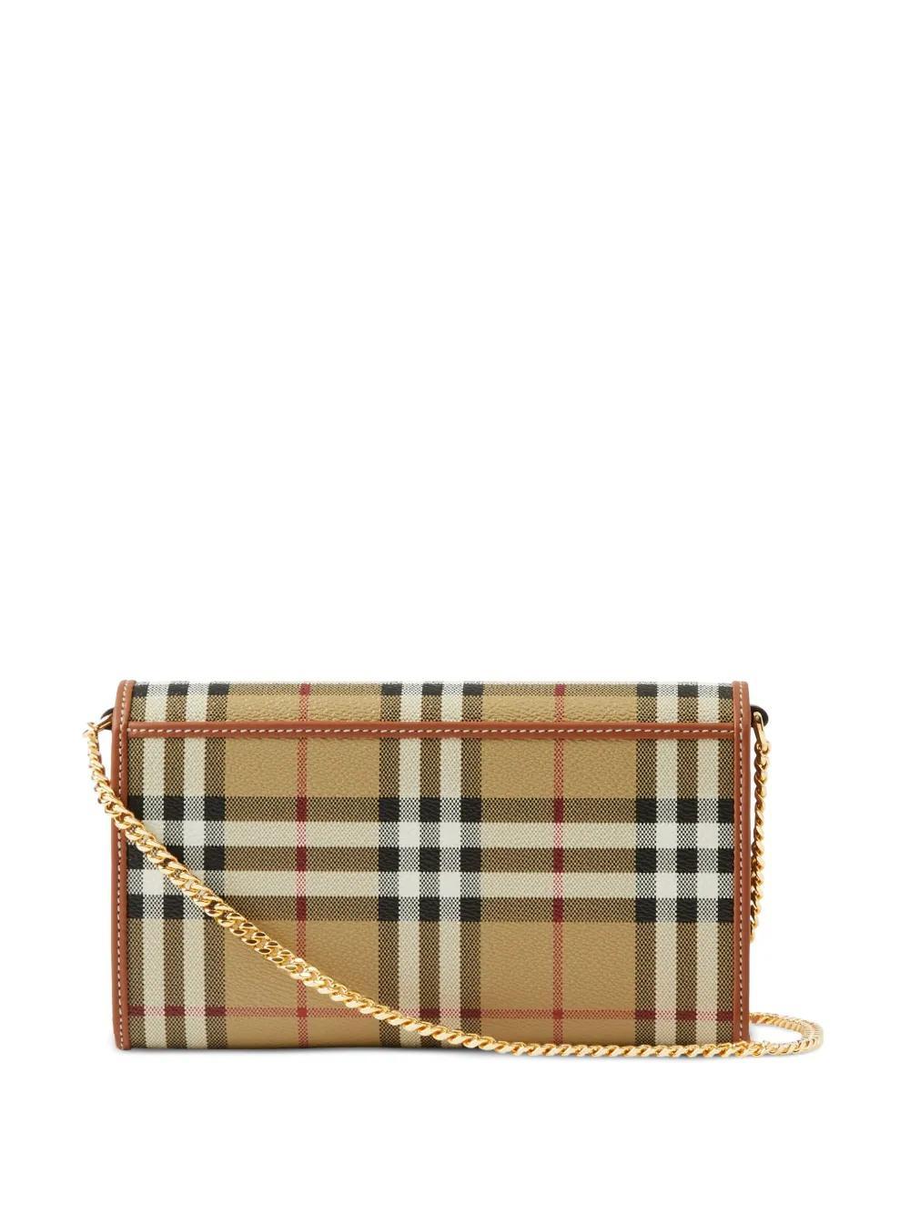 BURBERRY Checked Chain-trim Wallet In Neutrals Product Image