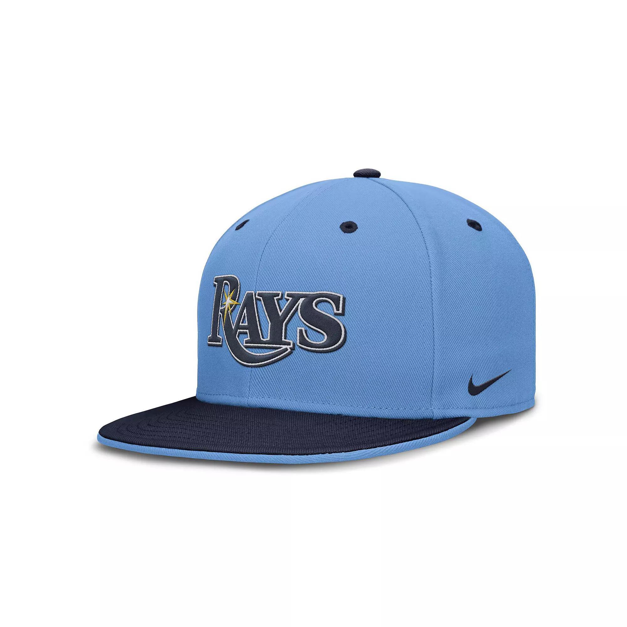 Men's Nike Light Blue/Navy Tampa Bay Rays True Primetime Two-Tone Performance Fitted Hat,  Product Image