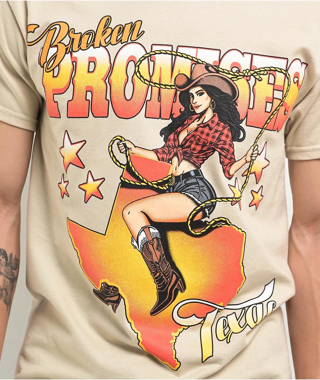 Broken Promises Texas Saddle Up Tan T-Shirt Product Image