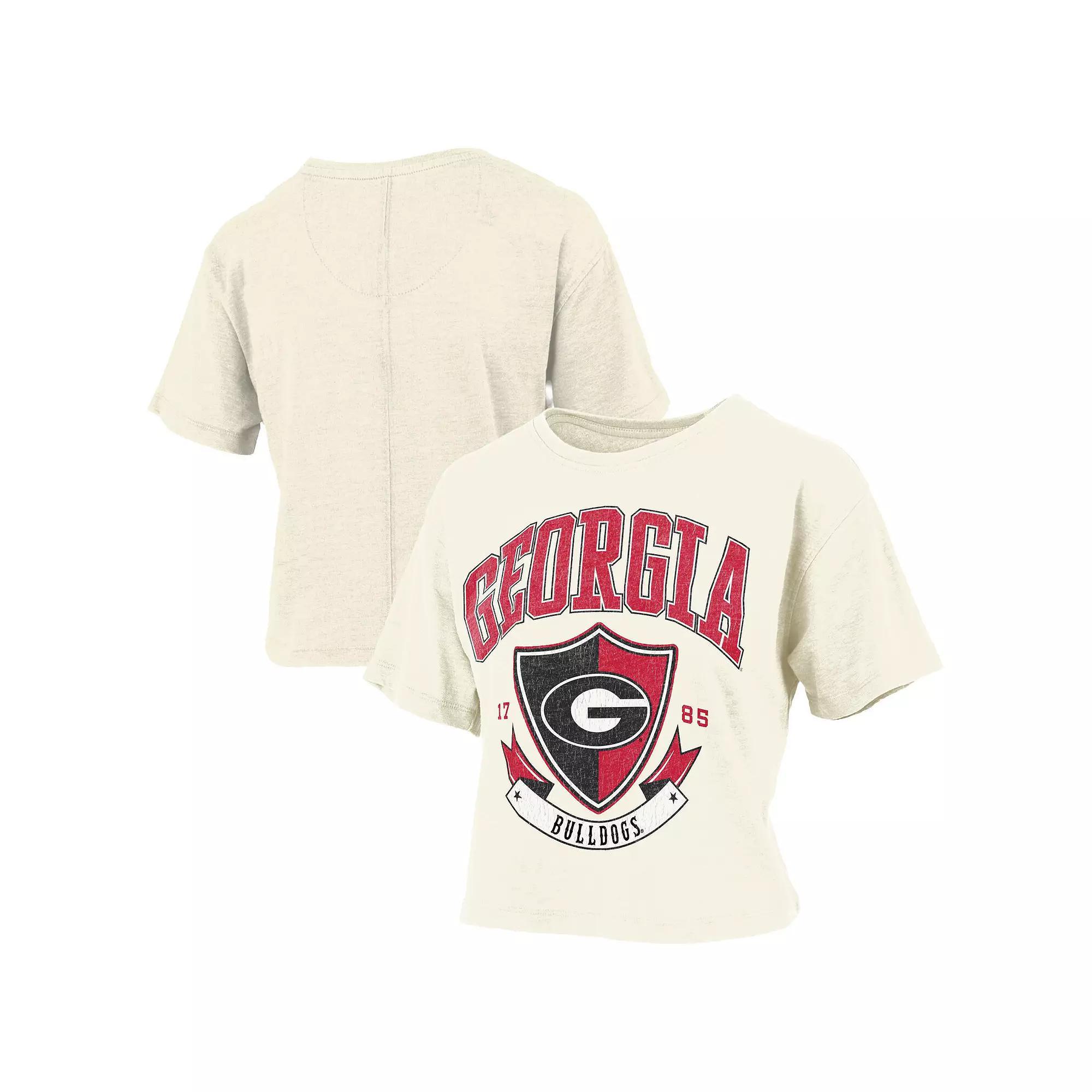 Womens Pressbox Cream Georgia Bulldogs Buckler Vintage Cropped T-Shirt Product Image