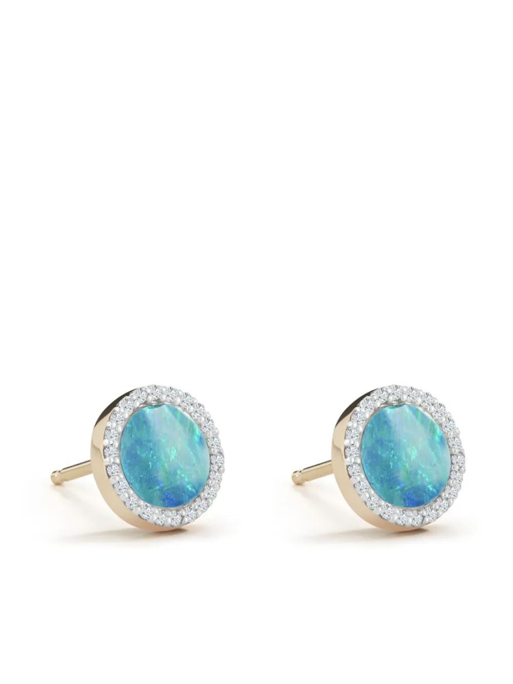 MATEO 14kt Yellow Gold Diamond Opal Stud Earrings Product Image