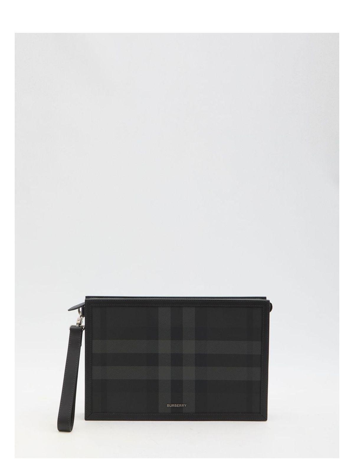 BURBERRY Men's Check Pouch In Black Product Image