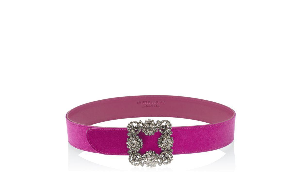 HANGISI BELT Fuchsia Satin Crystal Buckled Belt Product Image