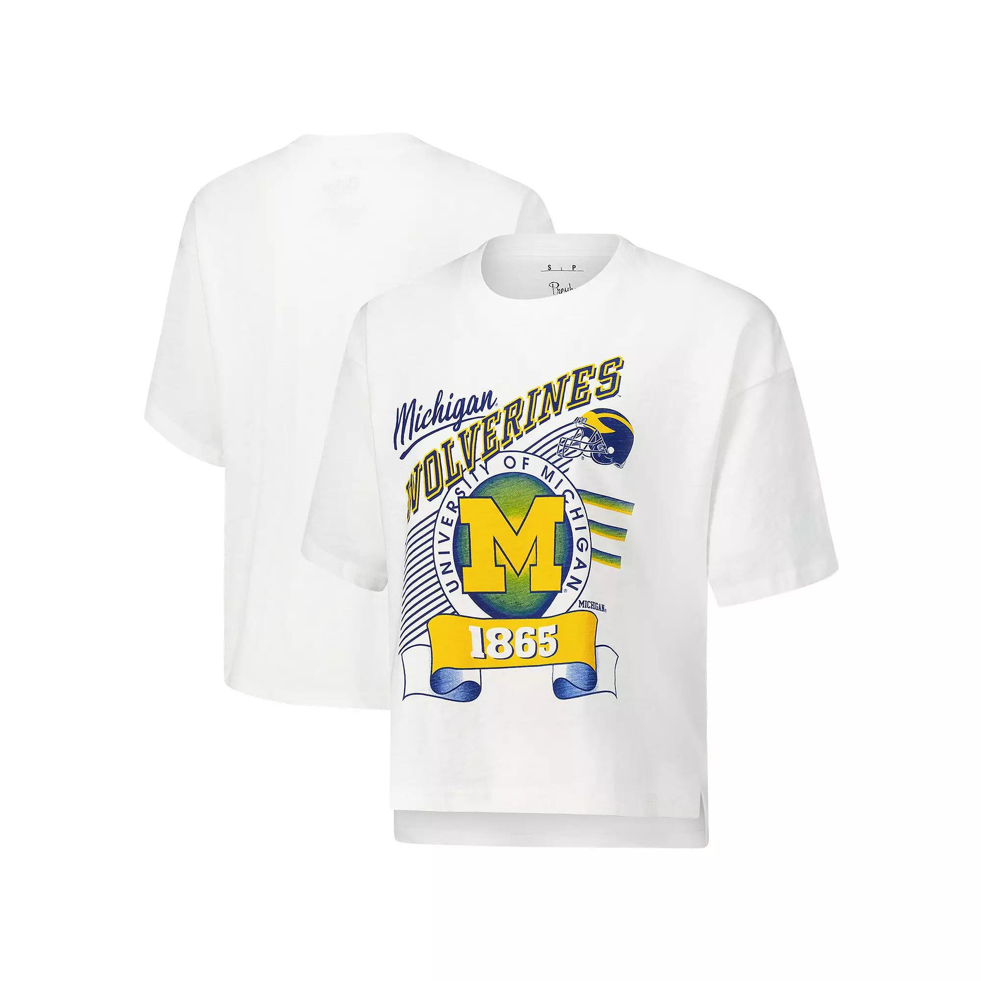 Women's Pressbox White Michigan Wolverines Rock & Roll Slub��T-Shirt, Size: 2XL Product Image