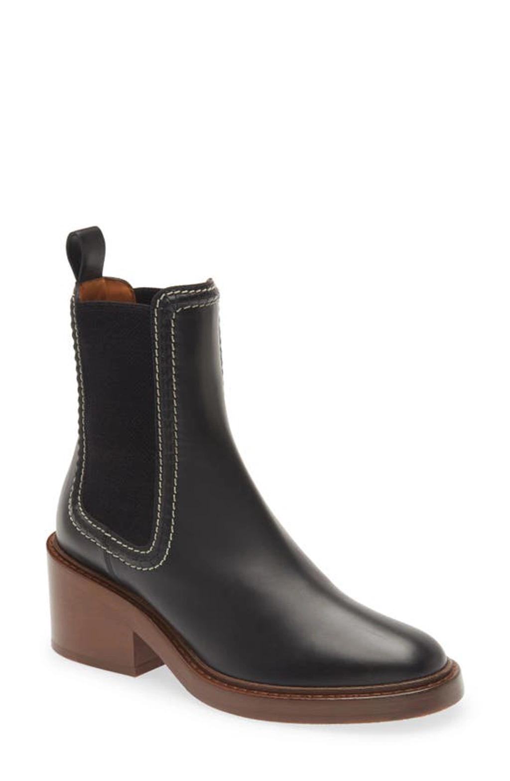 CHLOÉ Mallo Leather Ankle Chelsea Boots In Black Product Image