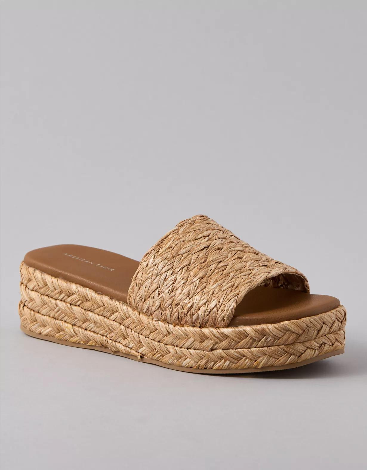 AE Raffia Espadrille Flatform Slide Sandal Product Image