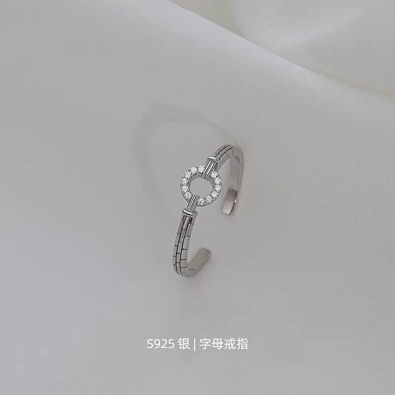 925 Sterling Silver Rhinestone Hoop Ring Product Image