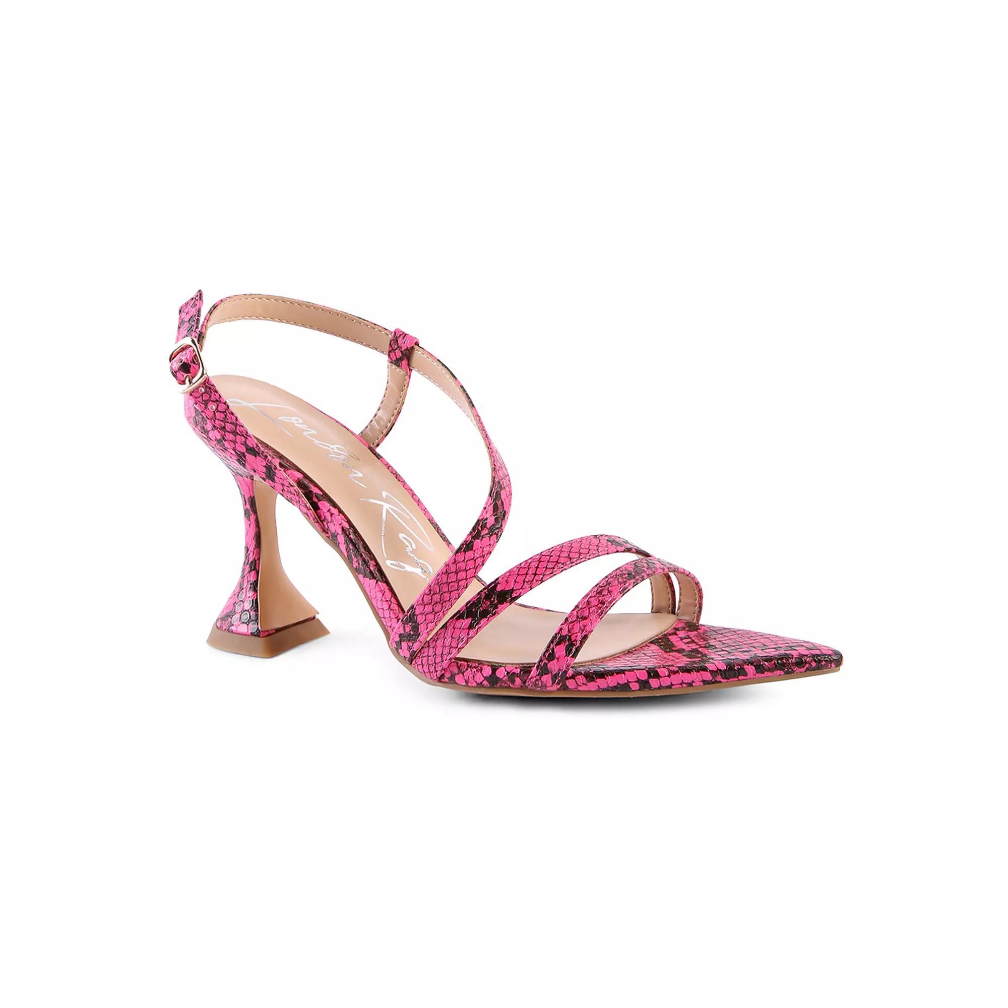 London Rag Cherry Tart Snake Print Women's Heeled Sandals, Size: 5, Pink Product Image