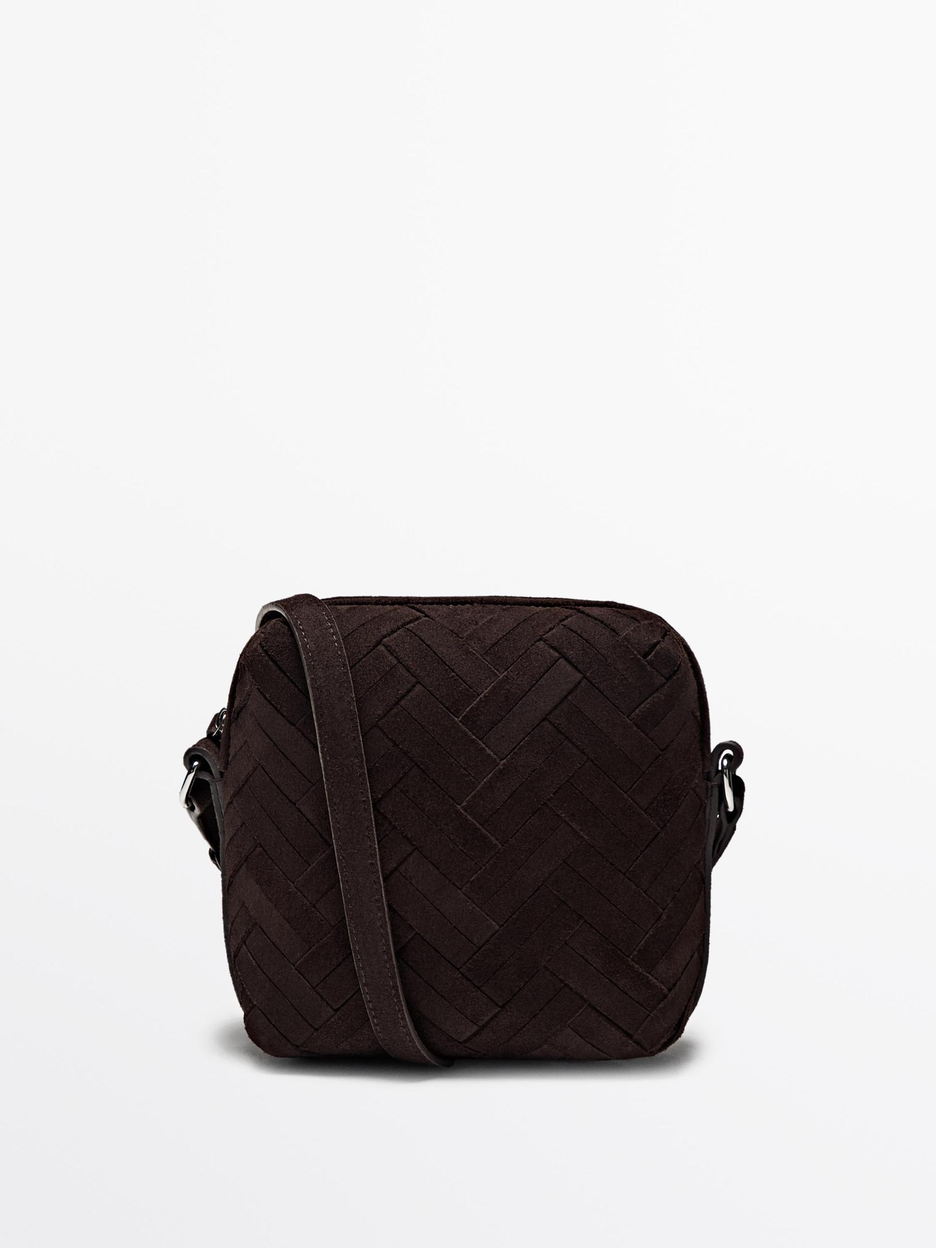 Split suede braided bucket bag Product Image