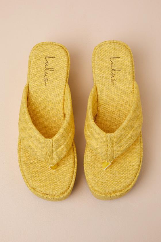 Averell Lemon Woven Platform Thong Sandals Product Image