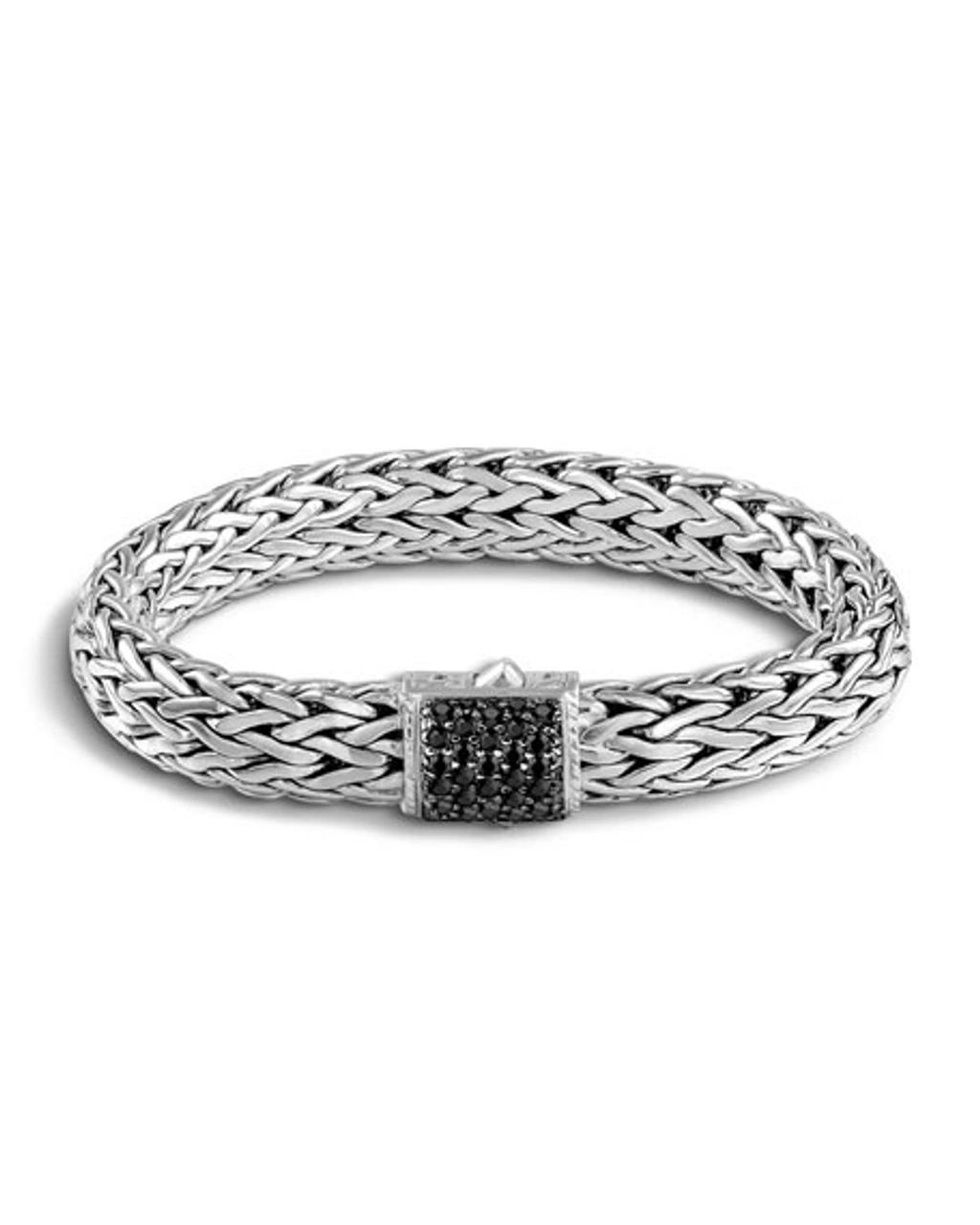 JOHN HARDY Classic Chain Sterling Silver Lava Large Bracelet With Black Sapphire In Silver Black Product Image