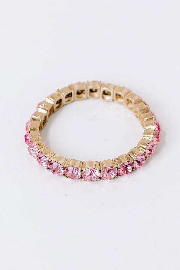 All The Sparkles Stretch Bracelet in Pink Product Image