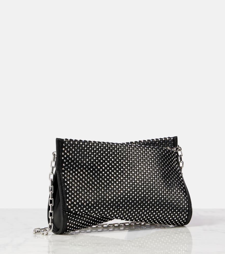 CHRISTIAN LOUBOUTIN Loubitwist Small Embellished Leather Clutch In Black Product Image