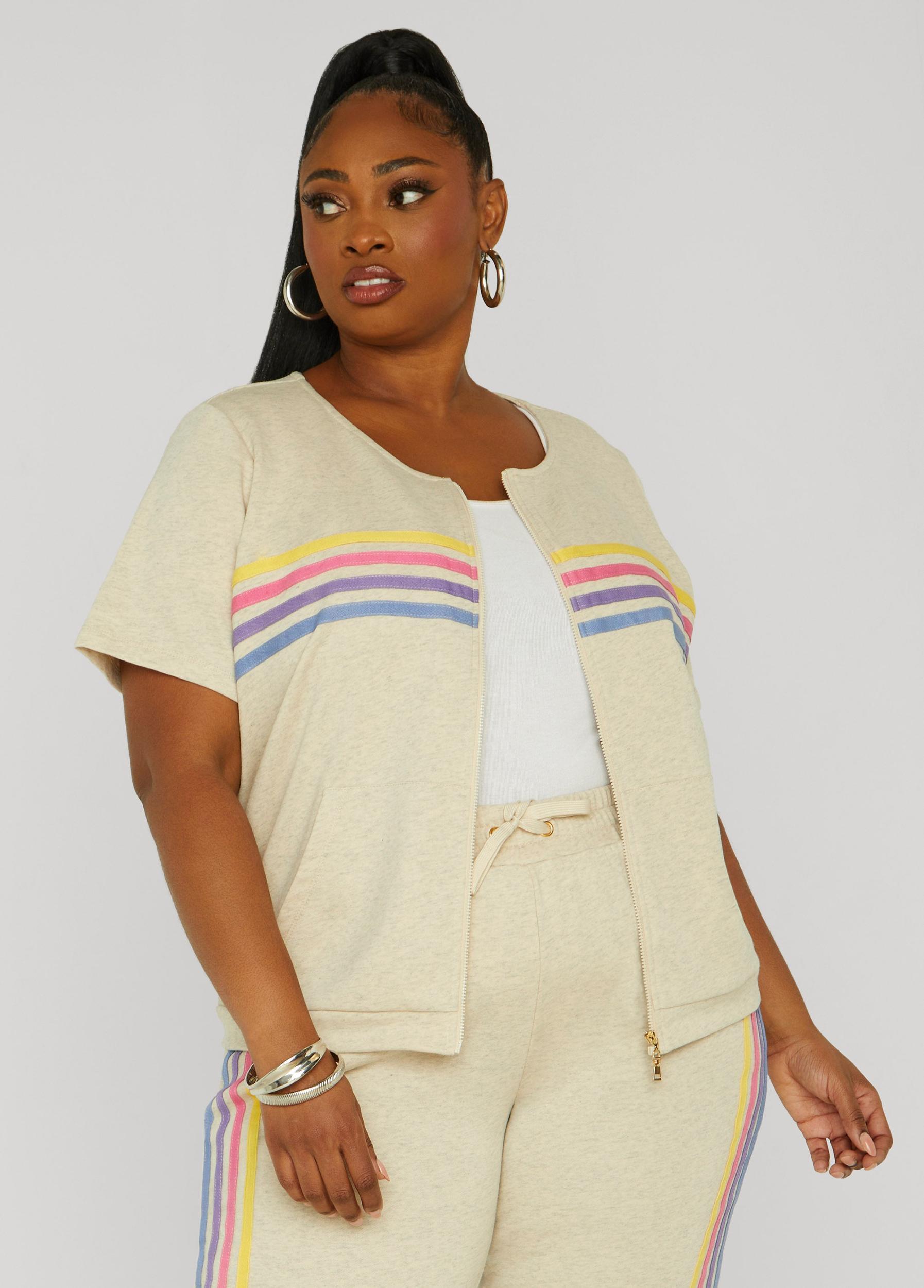 Plus Size Striped French Terry Joggers Ashley Stewart Product Image