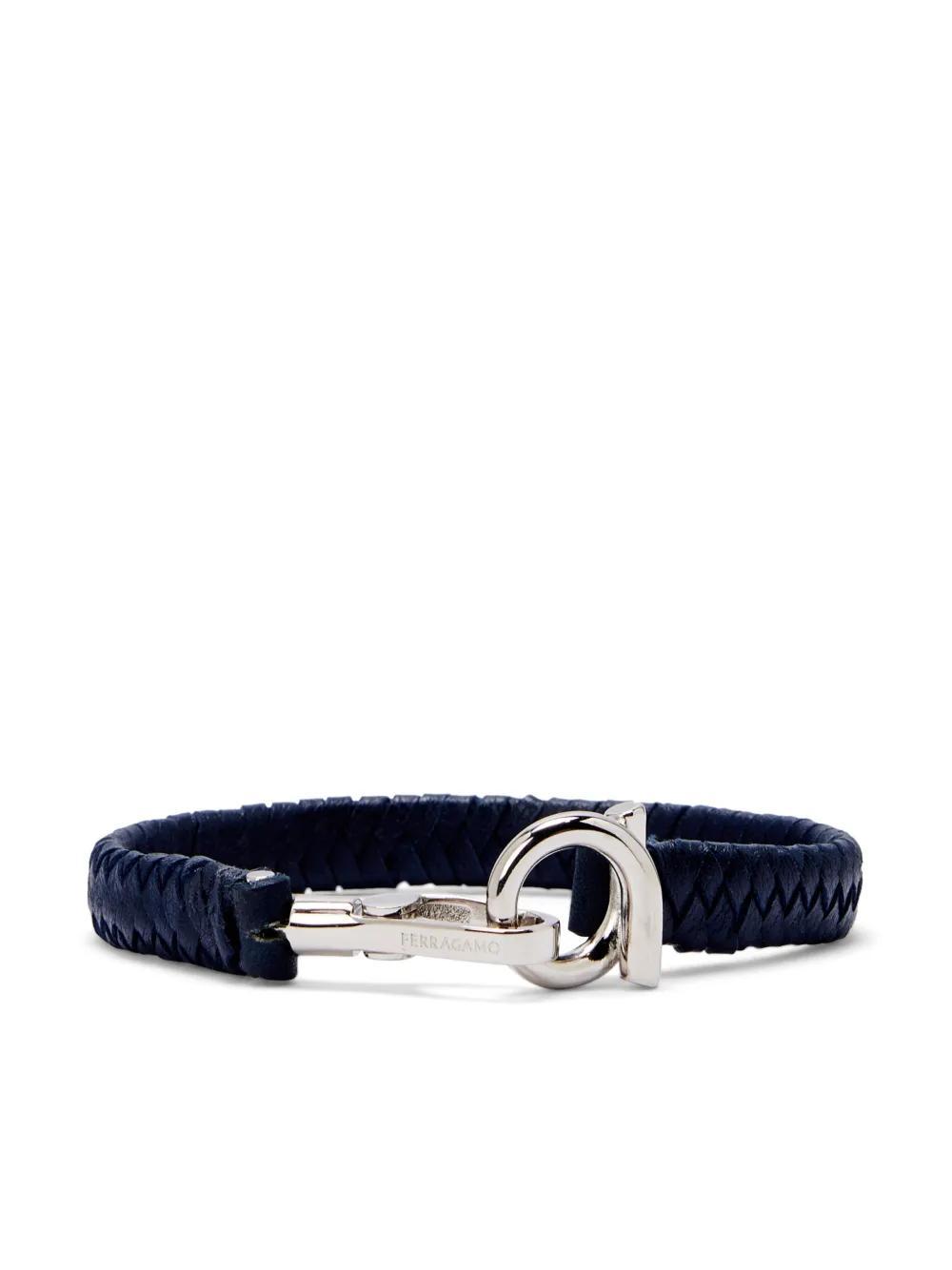 FERRAGAMO Leather Bracelet In Silver Product Image