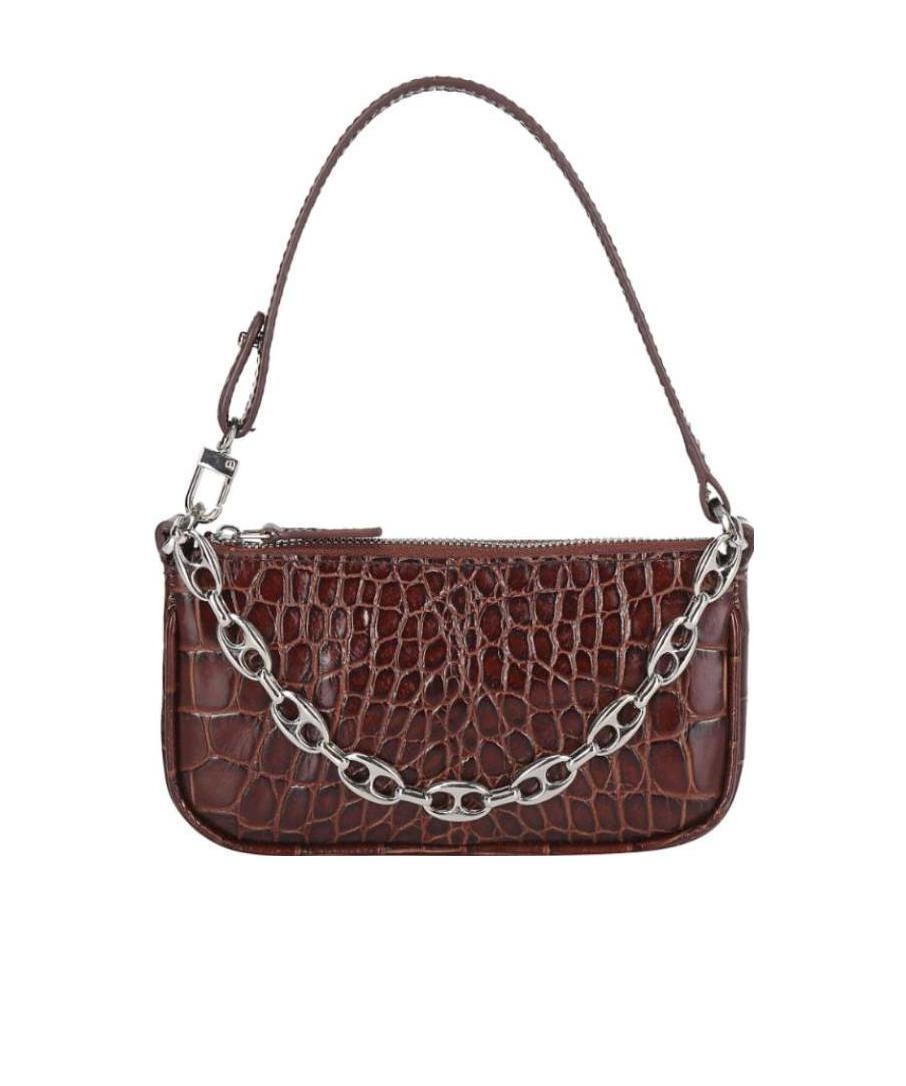 BY FAR Mini Rachel Embossed Shoulder Bag In Brown Product Image