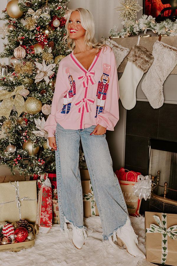 Holiday Parade Sequin Sweater in Pink Product Image