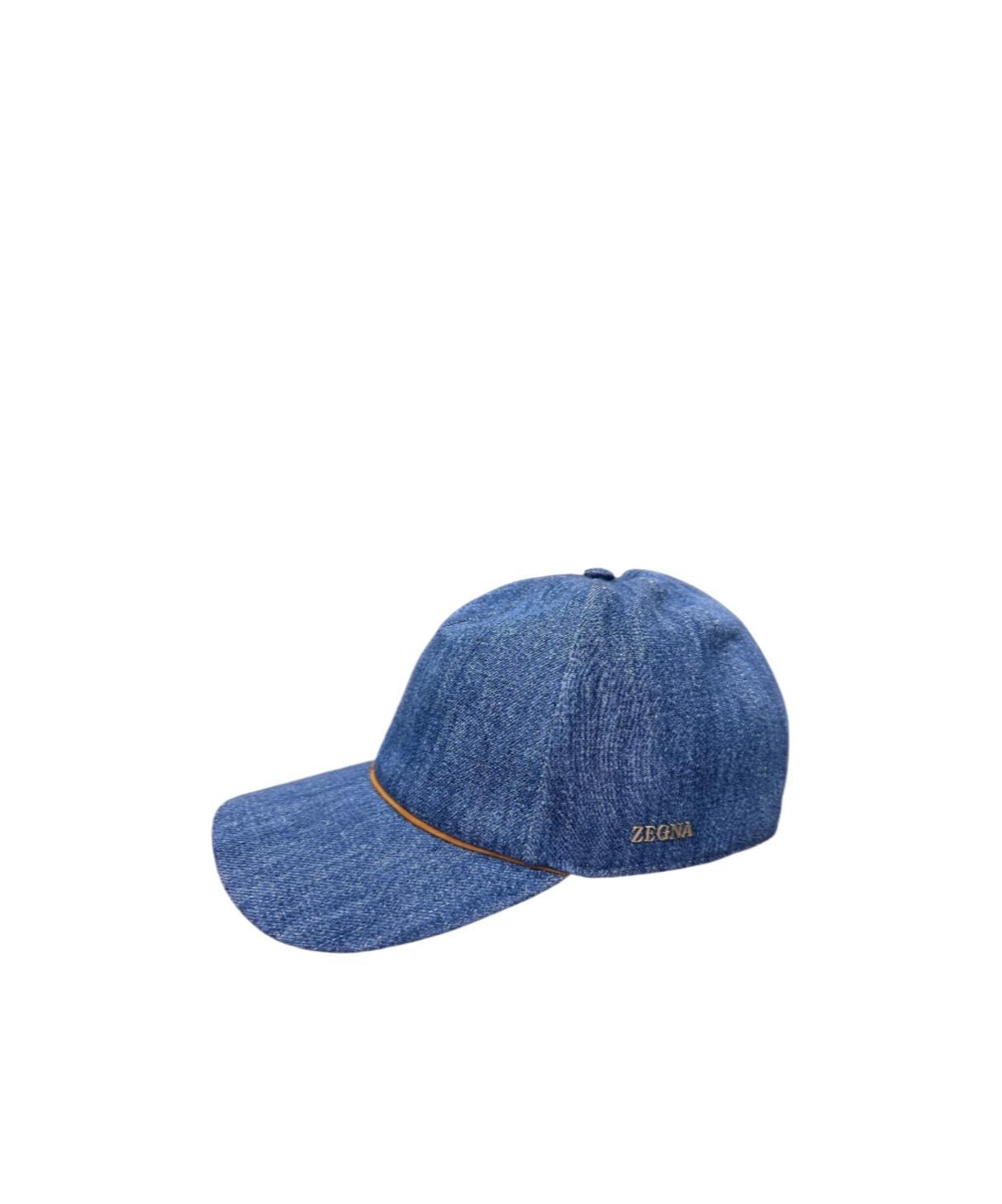 ZEGNA Baseball Hat With Curved Brim In Blue Product Image