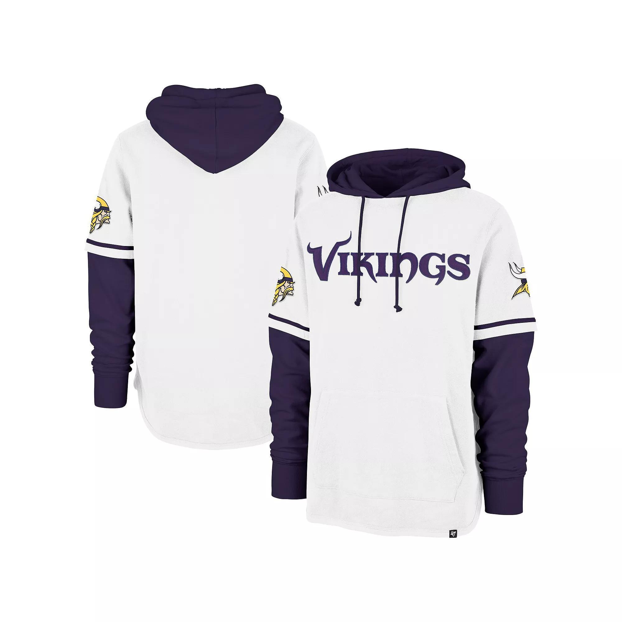 Men's '47 White Minnesota Vikings Trifecta Shortstop Pullover Hoodie, Size: 3XL Product Image