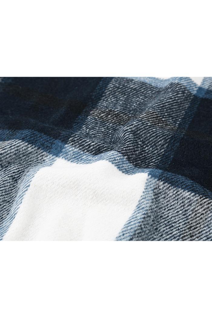 Flannel Pocket Plaid Long Shirt Jacket Product Image