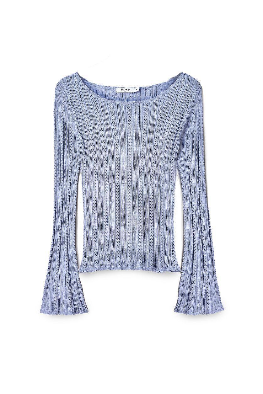 Knitted Pointelle Long Sleeve Top Product Image