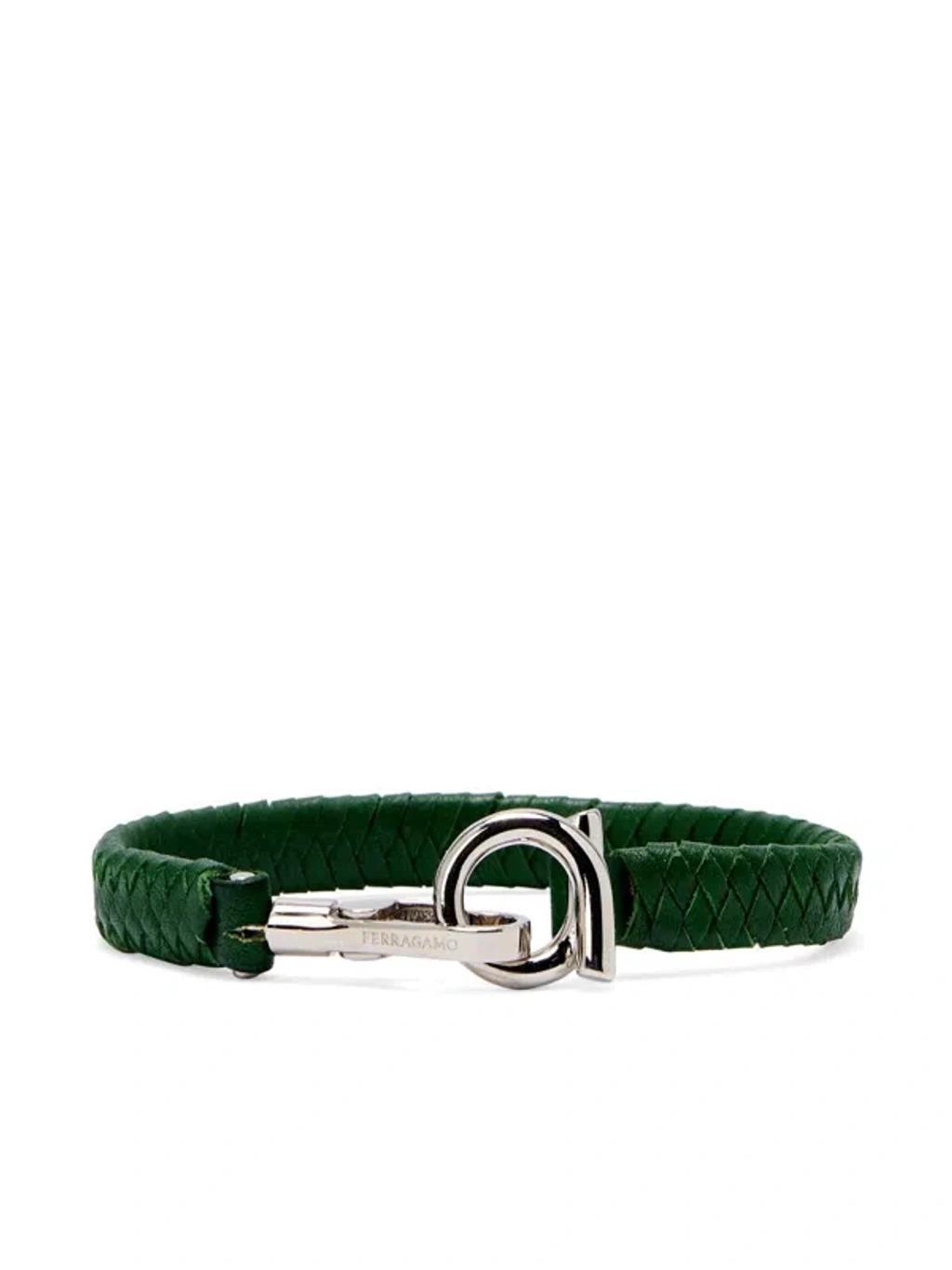 FERRAGAMO Leather Bracelet In Silver Product Image