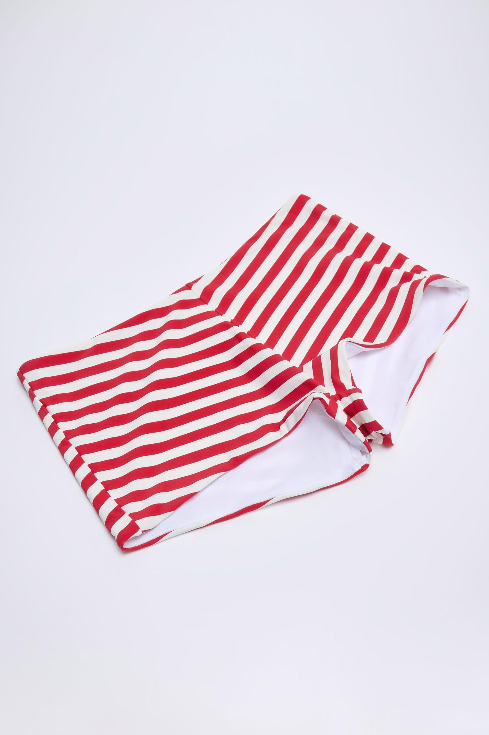 Mid-Rise Hot Pants in Cherry Red Stripe Female Product Image