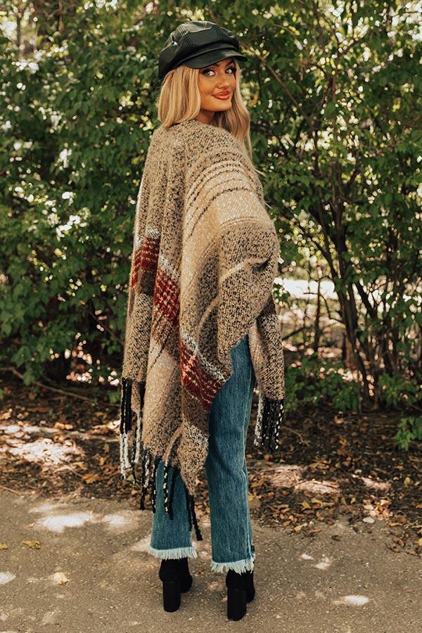 Frozen Lake Ultra Soft Poncho In Iced Latte Product Image