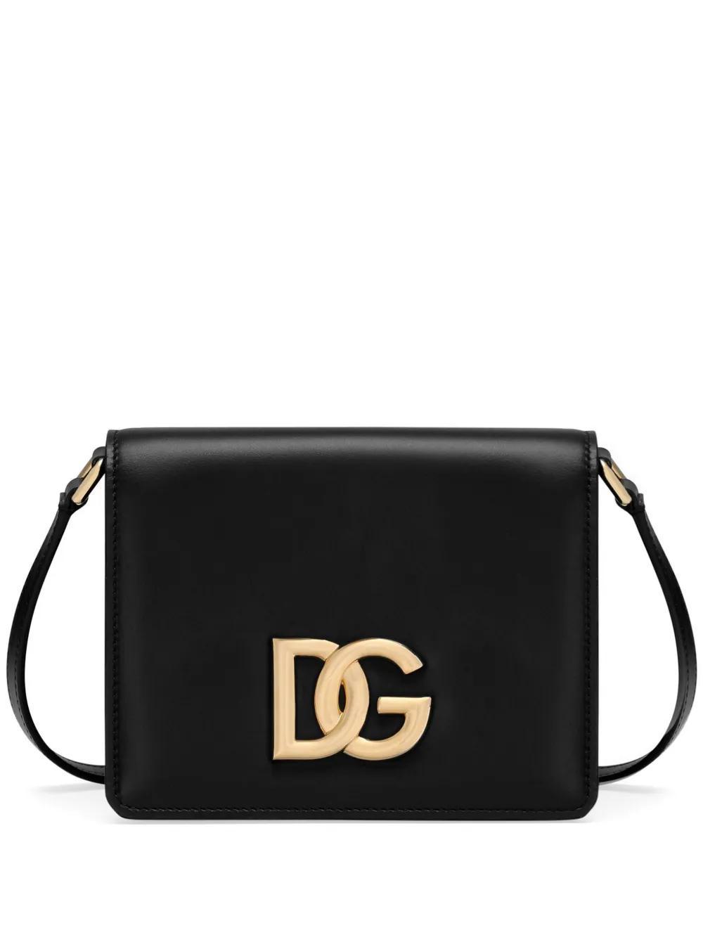 DOLCE & GABBANA Logo-plaque Leather Crossbody Bag In Nero Product Image