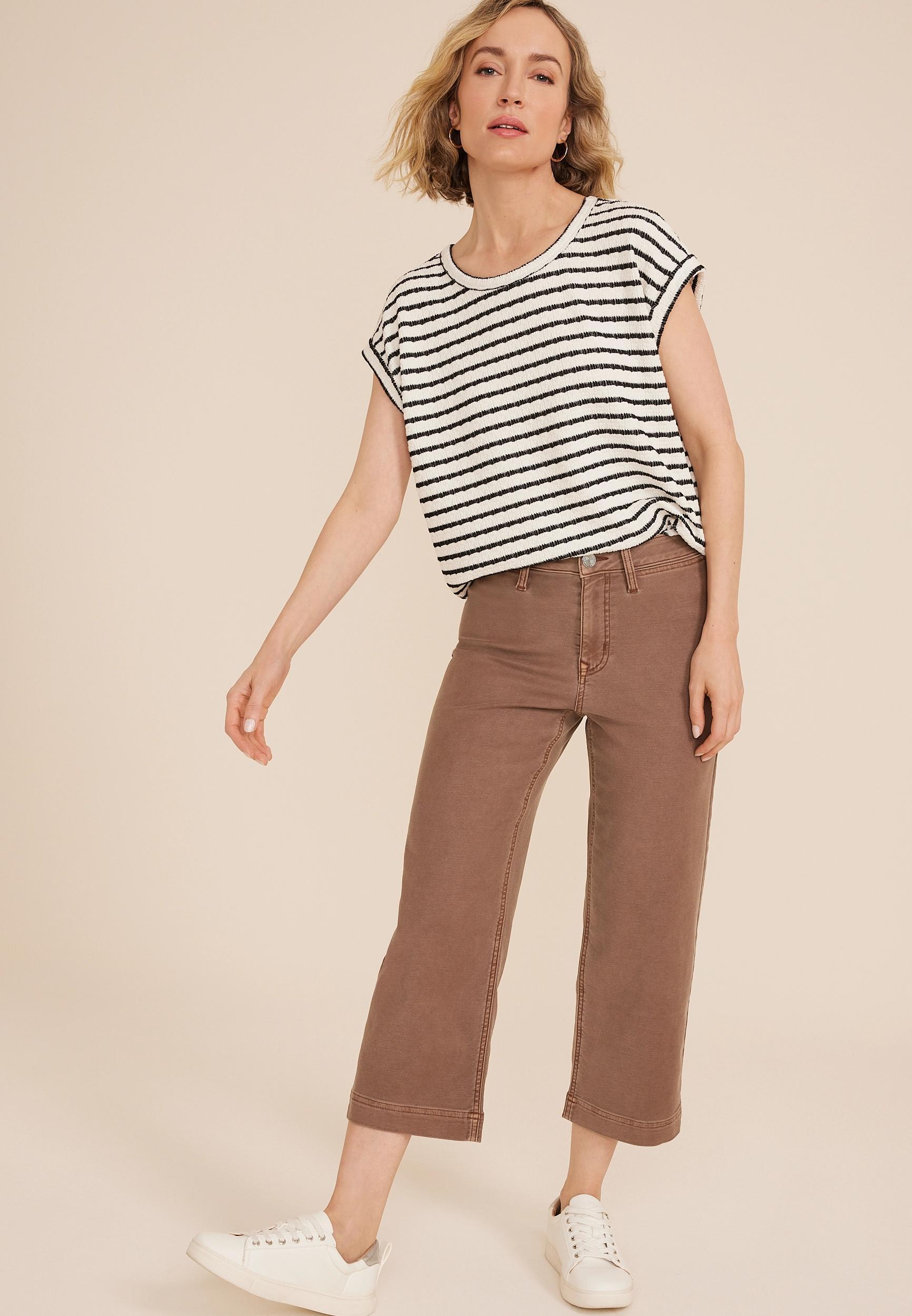 Stretch Twill High Rise Wide Leg Pant Product Image