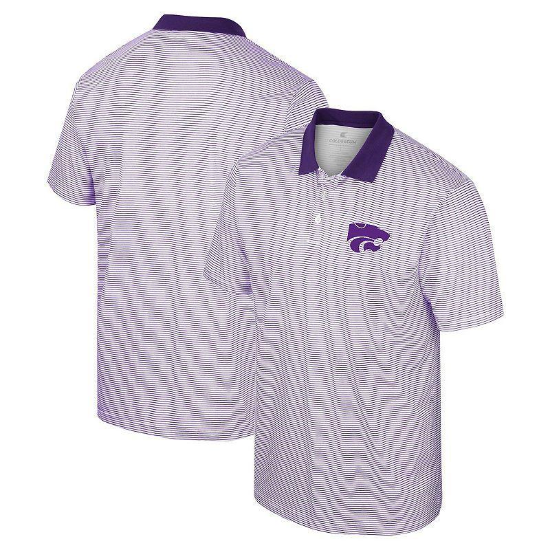 Men's Colosseum White/Purple Kansas State Wildcats Print Stripe Polo, Size: Medium Product Image