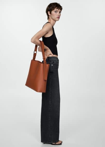 Short handle shopper bag - Women | MANGO USA Product Image