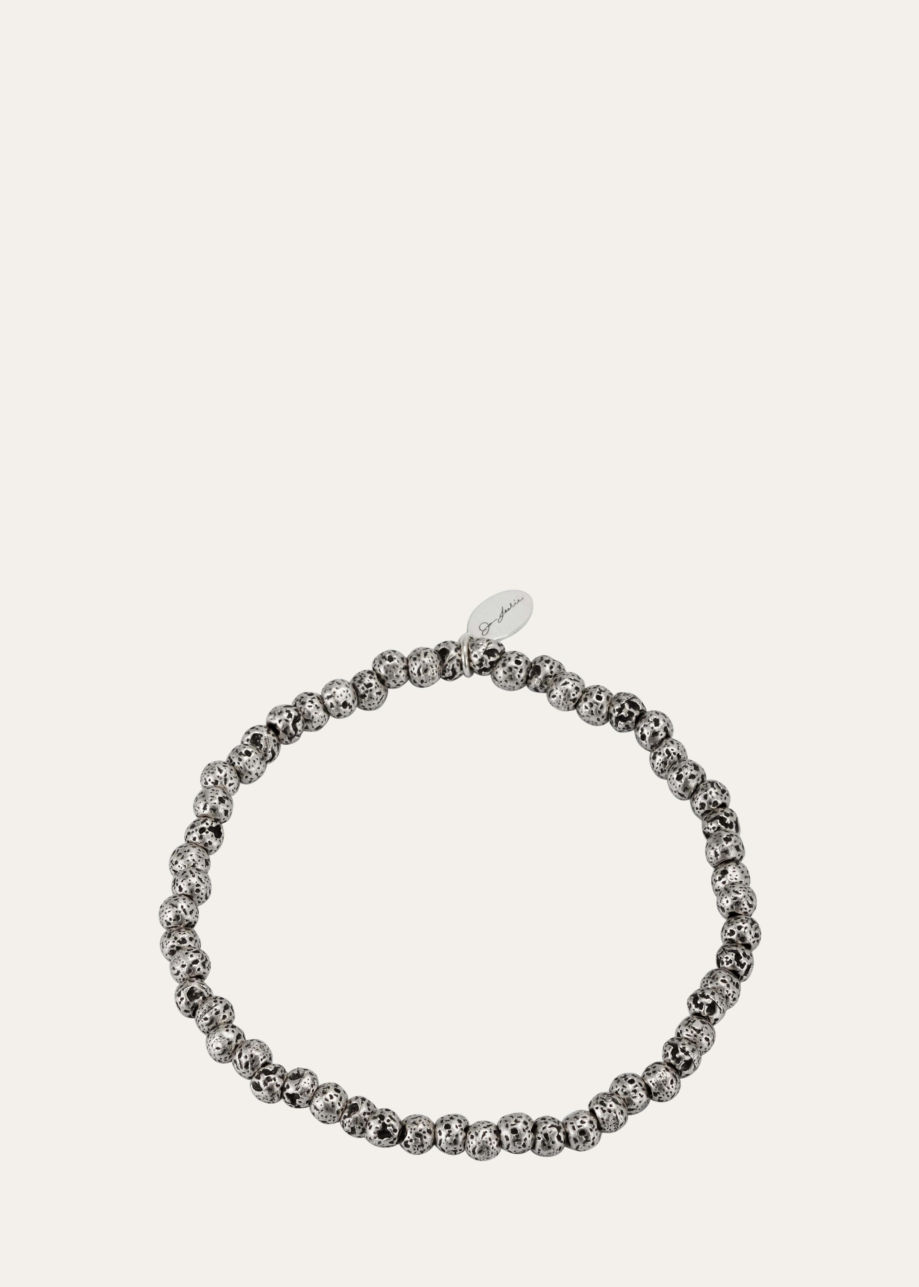 Mens Sterling Silver Lava Beaded Bracelet Product Image