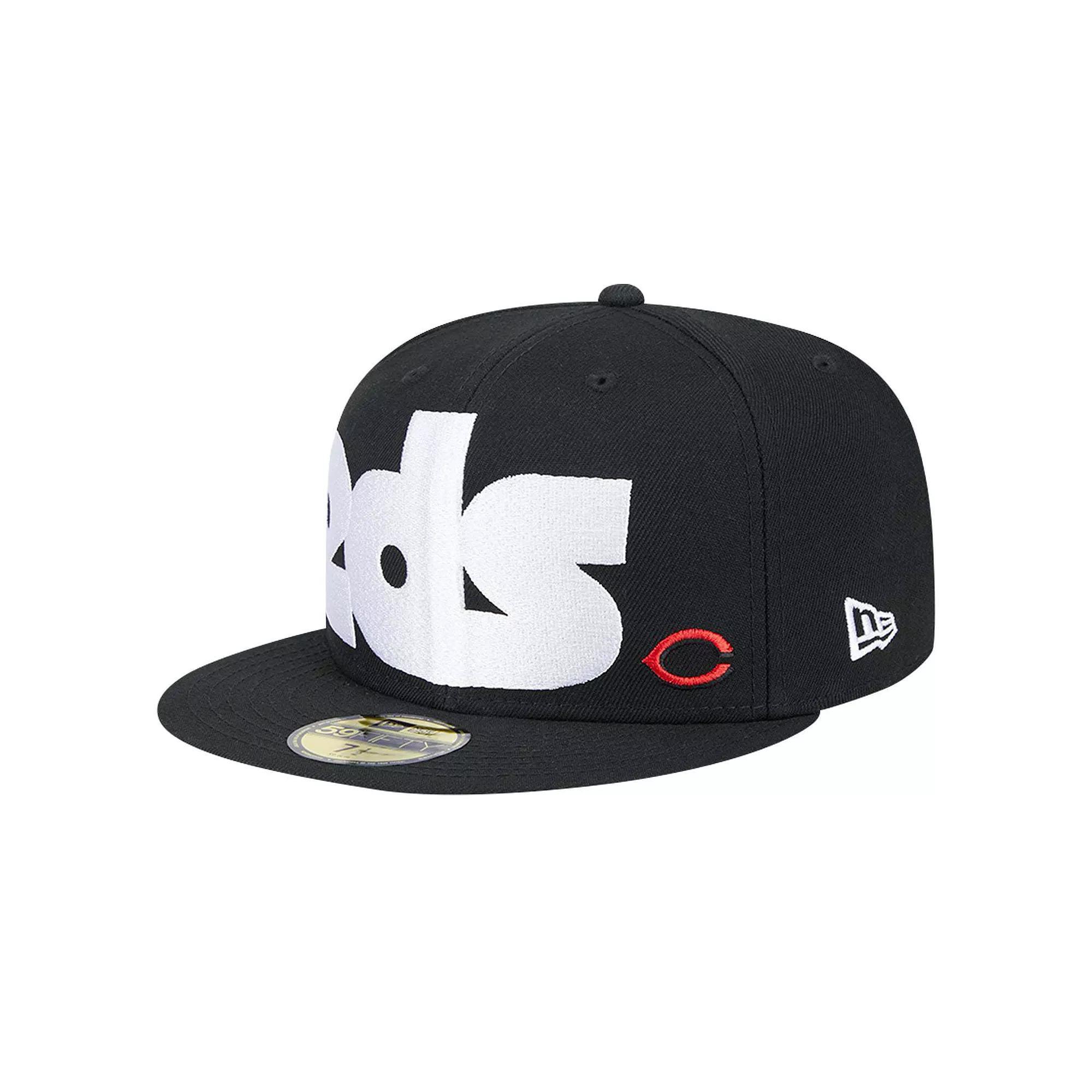 Men's New Era Black Cincinnati Reds Checkered Undervisor 59FIFTY Fitted Hat, Size: 7 1/8, Red Black Product Image
