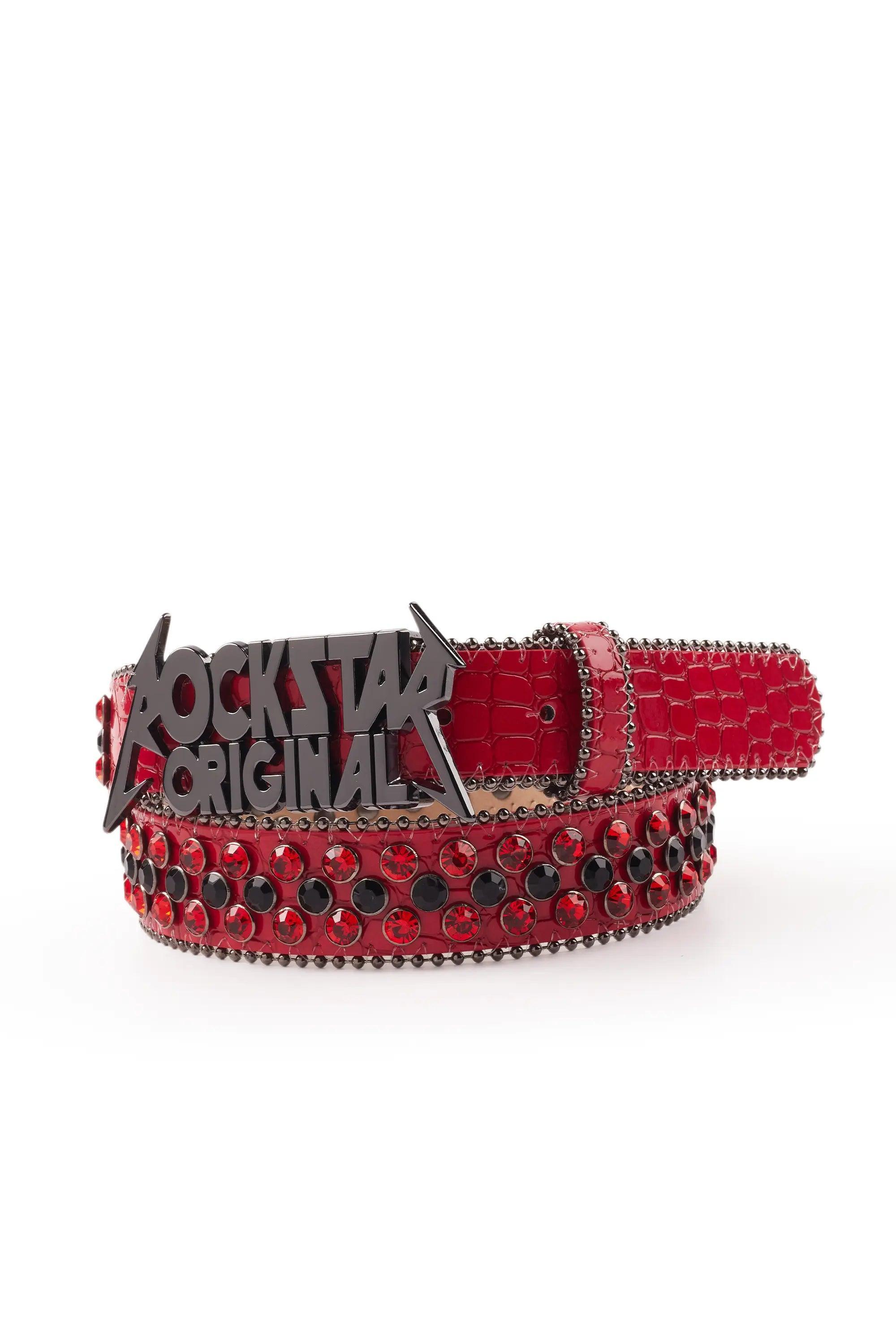 Silas Red/Black Rockstar Logo Belt Male Product Image