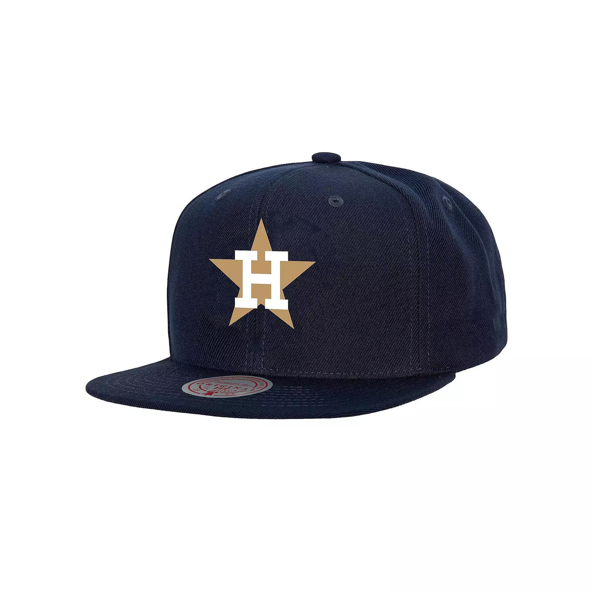Men's Mitchell & Ness Navy Houston Astros Cooperstown Collection Basic Flip Snapback Hat, Blue Product Image
