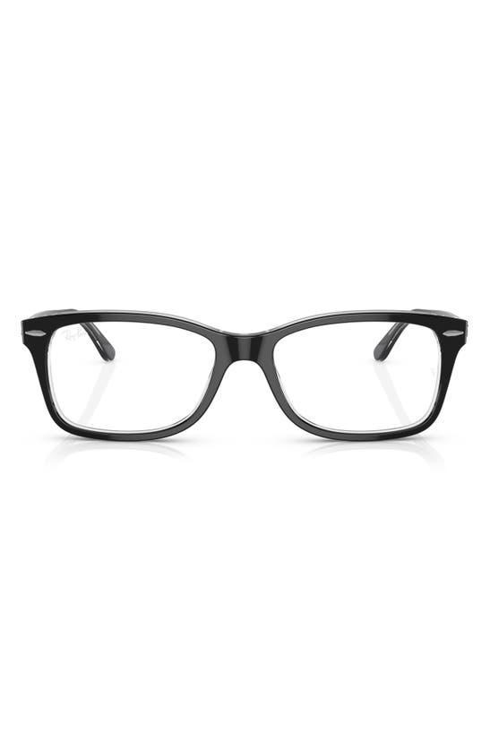 RAY BAN 53mm Square Optical Glasses In Black Product Image