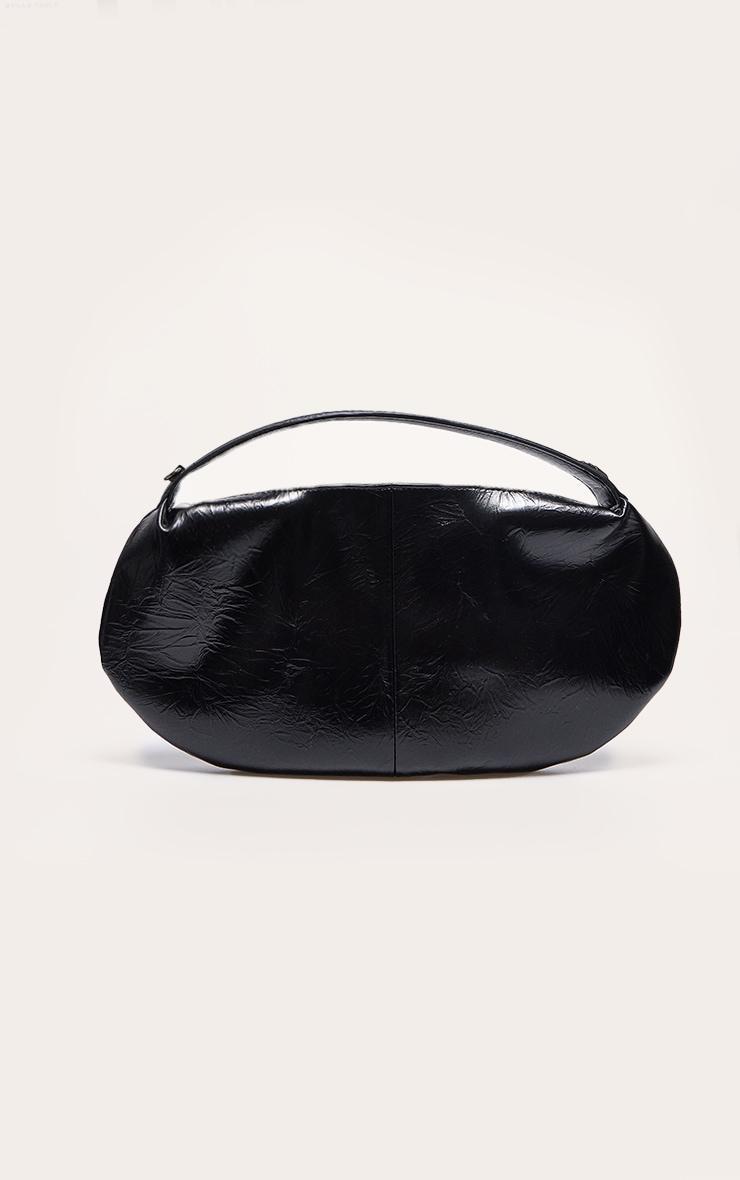 Black PU Curved Slouch Shoulder Bag Product Image