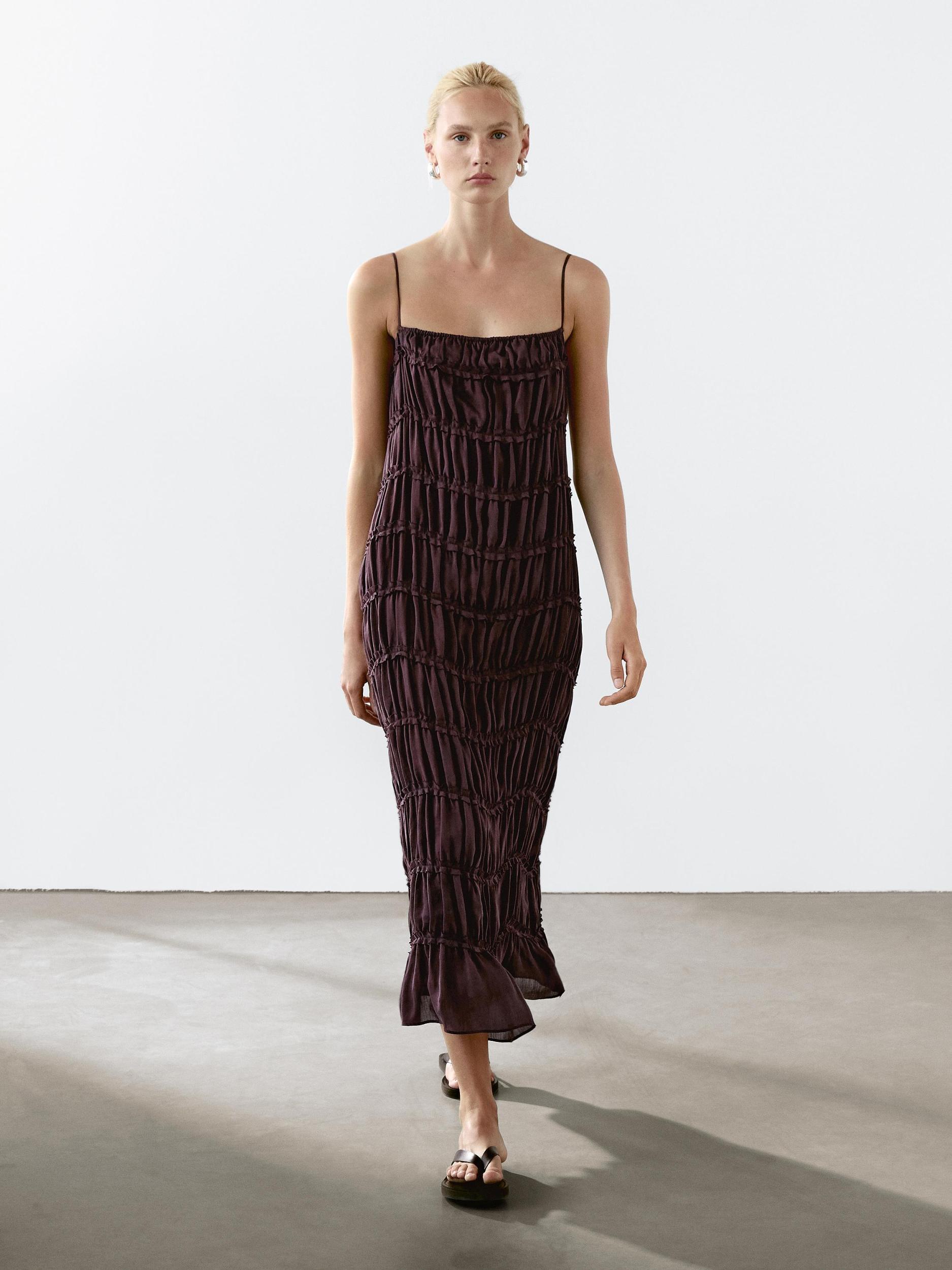 Long flowing linen blend dress Product Image