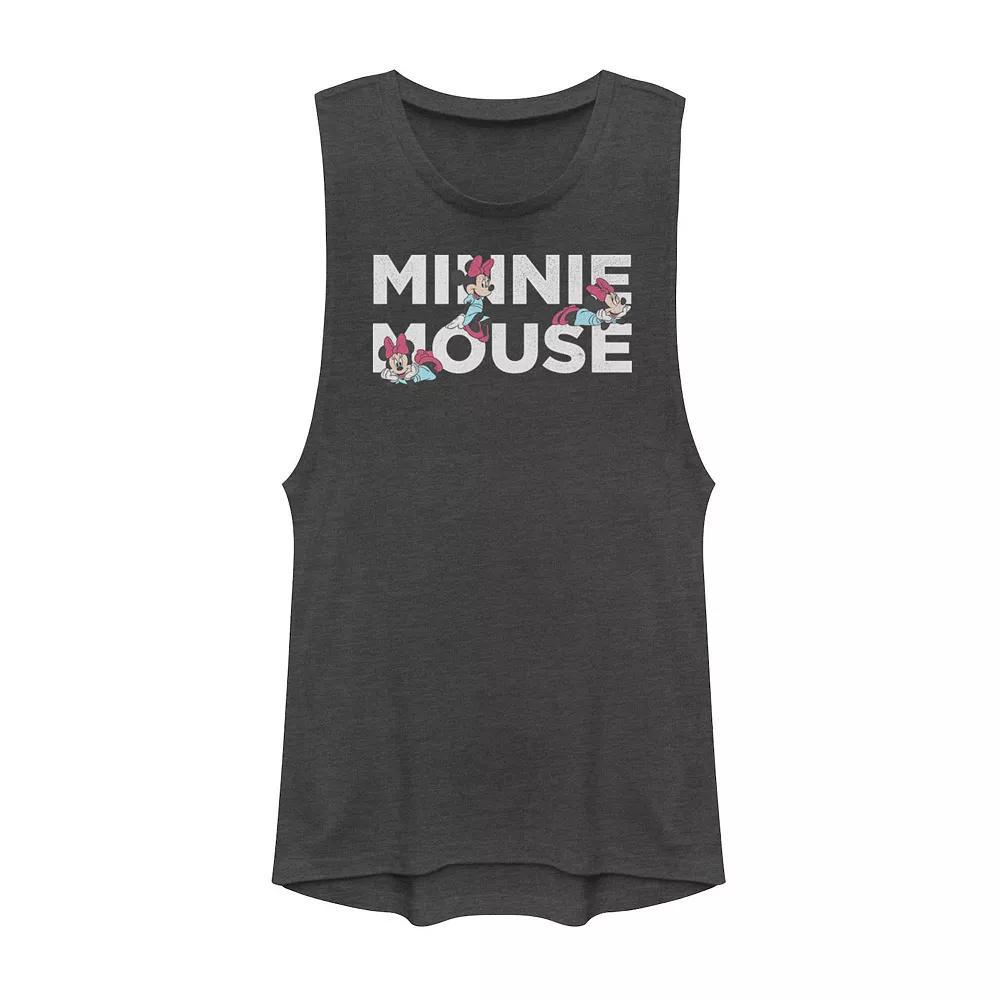 Disney's Mickey & Friends Minnie Mouse Text Portraits Juniors' Muscle Graphic Tank Top, Girl's,  Product Image