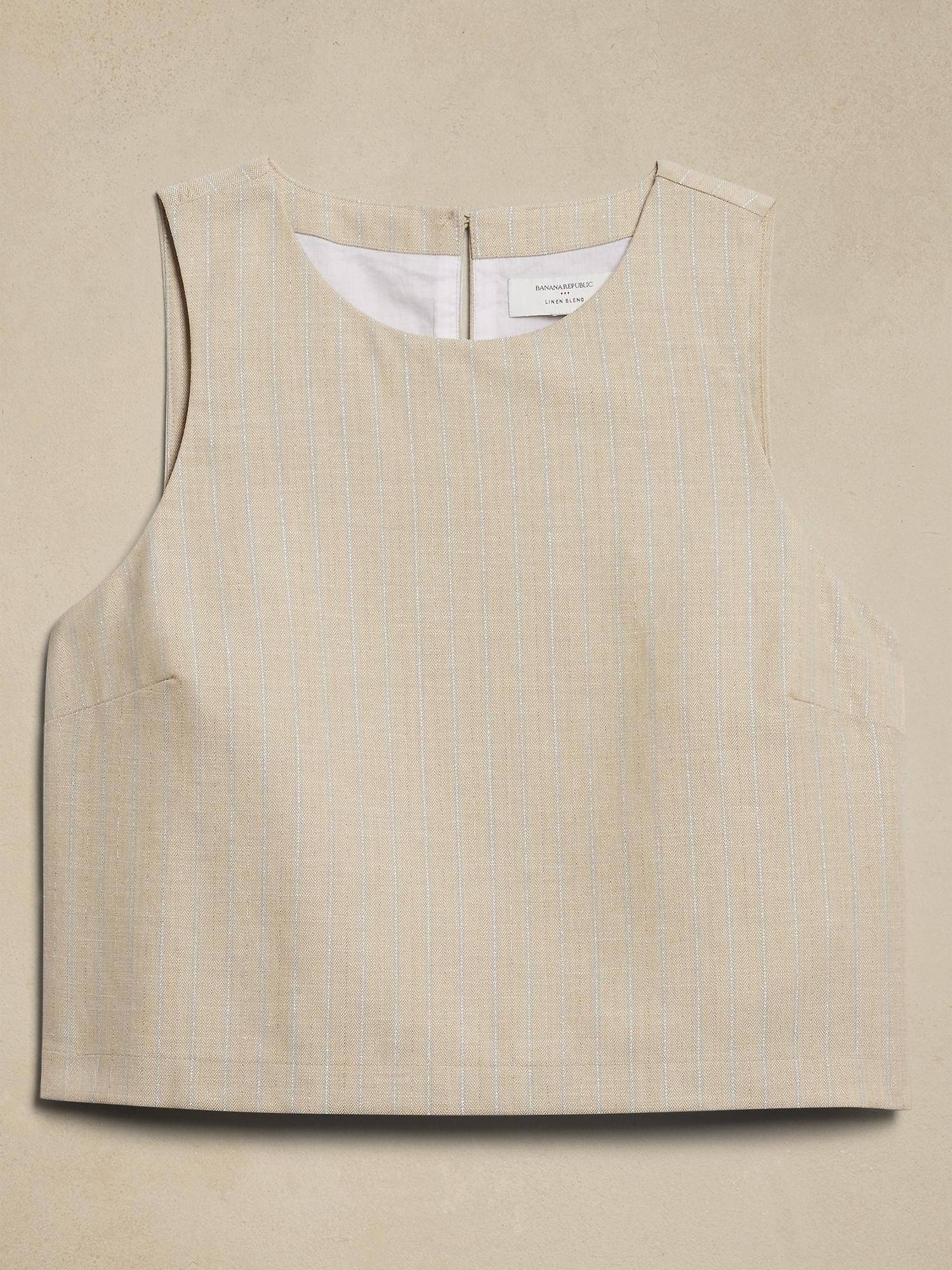 Linen-Blend Cropped Shell Product Image