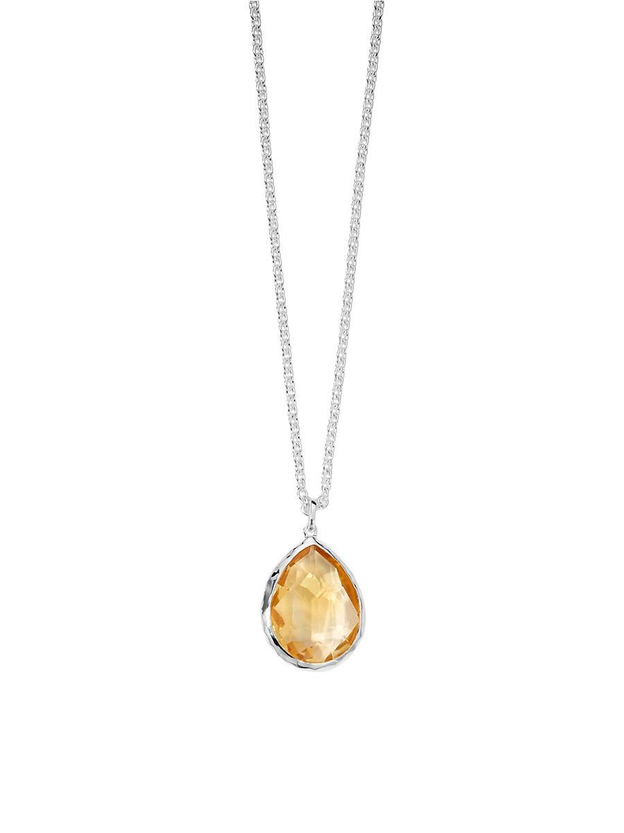 Womens Rock Candy Sterling Silver & Orange Citrine Teardrop Pendant Necklace Product Image