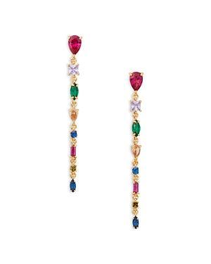 Womens Gold-Plated & Cubic Zirconia Linear Drop Earrings Product Image